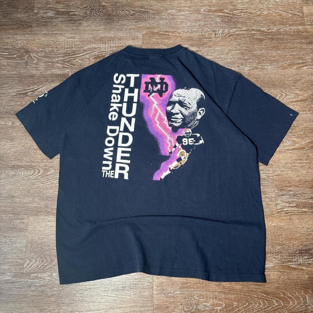 Vintage Notre Dame Tee 90s Champion College Football Thunder Dated 1995 Size XL